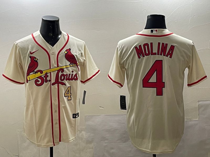Men St.Louis Cardinals #4 Molina Cream Game 2025 Nike MLB Jersey style 3